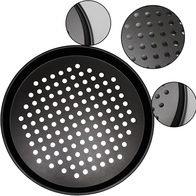 WINDAWNKE 10 Inch Round Pizza Pan with Holes, Carbon Steel Pizza Pans fo Frozen & Homemade Pizza, Nonstick Pizza Tray for Oven