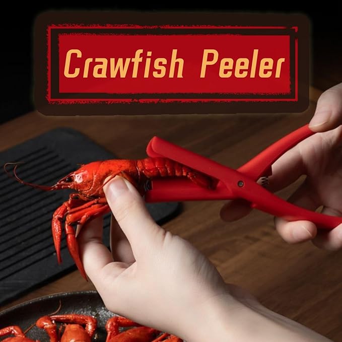 Crawfish Peeler, Crawfish Shucker, Crawfish Sheller Tool for Peeling Cooked Shrimp Tails, Universal Crayfish Shelling Device, Shrimp Peeler Seafood Tool Portable Lightweight Kitchen Gadgets(Red） (3)