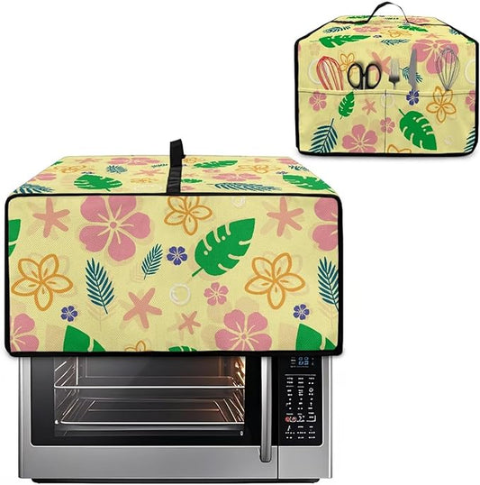 Doojoayie Flower & Leaf Small Appliance Covers Cute Cat Toaster Oven Cover 6 Slice Kitchen Appliance Dust Protector 19.7"x16"x 10" Compatible with Toaster/Bread Machine