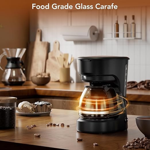 Electactic Pro 5-Cup Coffee Maker–Energy-Efficient Drip Coffee Machine Brewer with Quick Pause N Serve,Stainless Steel Filter & Extended Keep-Warm–Compact for Office & Small Kitchen