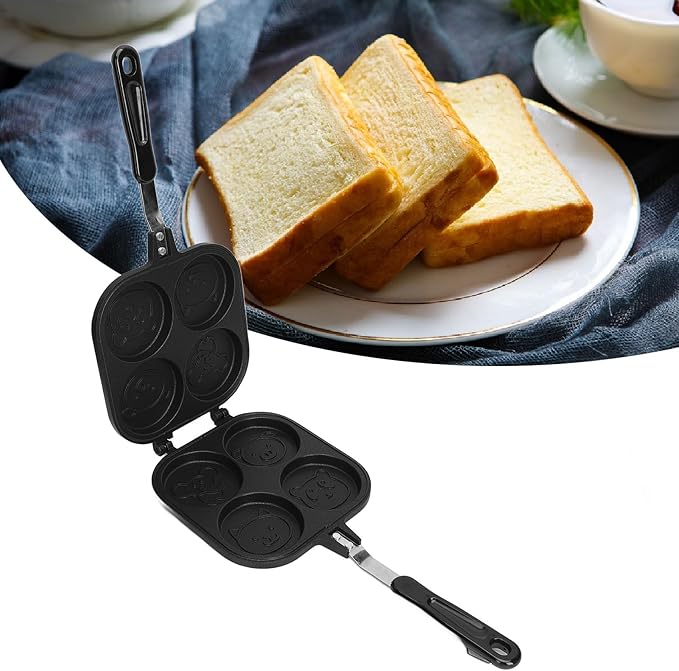 POCREATION Double Sided Pancake Pan Aluminum Alloy Non Stick Coating, Egg Frying Pan Nonstick Multifunctional Pan, Double Sided Egg Pan For Waffle Pie Bread Egg, Portable design, High Thermal