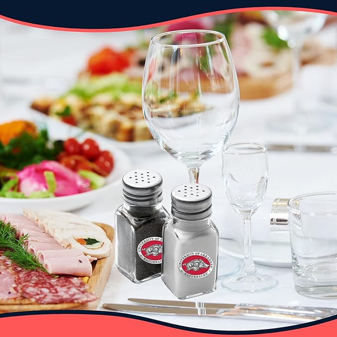 Heritage Pewter Arkansas Razorbacks Salt and Pepper Shaker Set of 2 Bottles | Expertly Crafted Pewter Glass