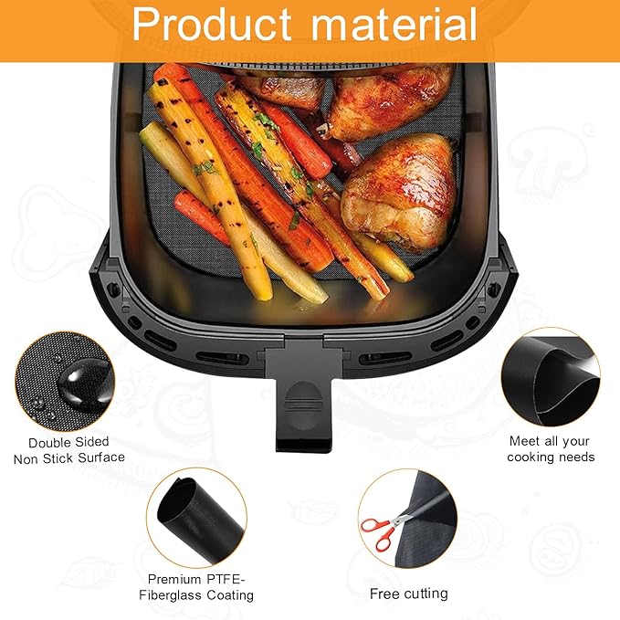 GWYSY Oven Liners for Bottom of Oven, 10"x9.7" Reusable Non-Stick Heat Resistant Toaster Liners Toaster Mat for Chefman TurboTouch Easy View 8 QT Air Fryer, 4 Pack