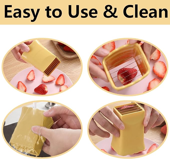 Egg Cup Slicer, Stainless Steel Blade, Yellow, Multipurpose Fruit & Vegetable Slicer for Kitchen & Restaurant