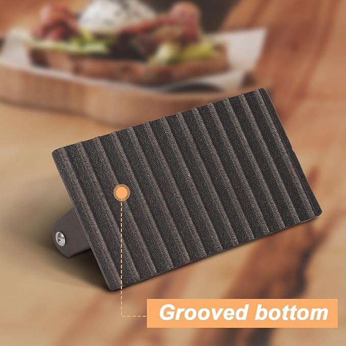 2.2 lb Handheld Heavy Duty Cast Iron Grill Press, 7.8X3.9 inch Rectangle Burger Press with Wood Handle for Blackstone, Griddle, Chef, Camp, Panini, Vegetable, Bacon, Sandwich, BBQ, 2 Pack
