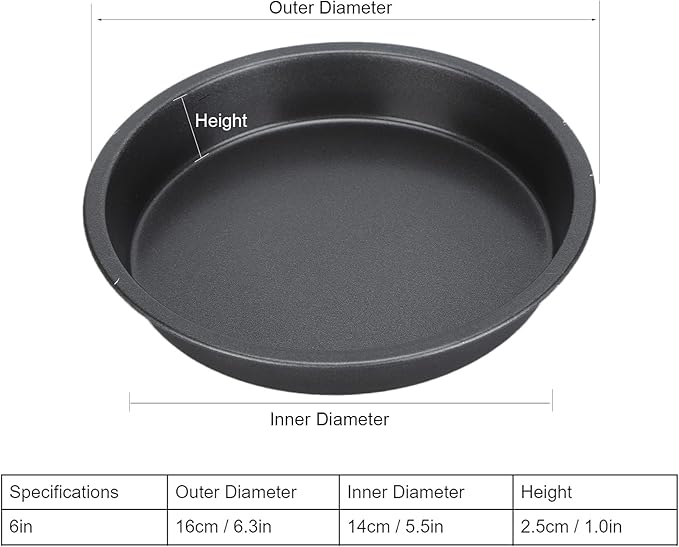 Tomotato 2Pcs Pizza Pan, 6in/9in/10in/12in Deep Dish Round Pizza Pan for Oven, Non Stick Thickened Carbon Steel Baking Pan for Home Kitchen, Dishwasher Safe(6in)
