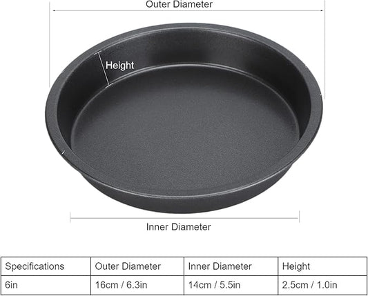 Tomotato 2Pcs Pizza Pan, 6in/9in/10in/12in Deep Dish Round Pizza Pan for Oven, Non Stick Thickened Carbon Steel Baking Pan for Home Kitchen, Dishwasher Safe(6in)