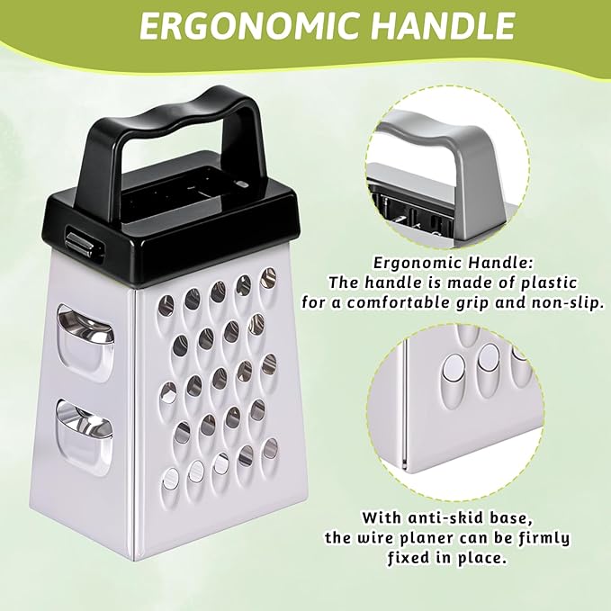 6 Pcs Mini Cheese Grater Professional Box Grater Stainless Steel Fine Coarse Handheld Slicer with 4 Sides Small Box Food Shredder Safe Zester (Black + White)