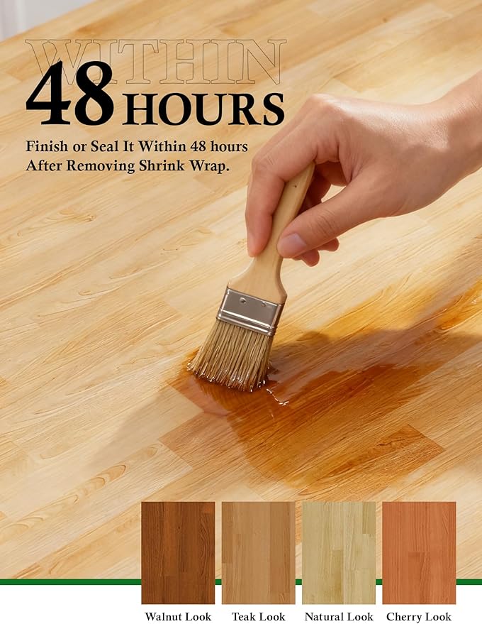 8FT Butcher Block Countertop Birch Solid Wood - 98" x 25" Table Top Butcher Block Cutting Board for Kitchen Island Cart Living Dining Office Desk Washer Dryer Countertop Replacement Unfinished 1.5" Th