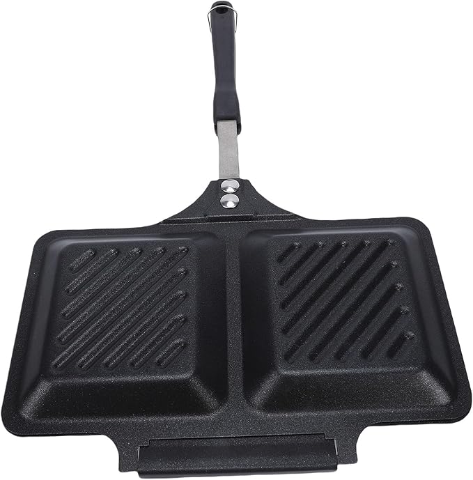 GOWENIC Electric Maker with Non Stick Plates, Camping Toastie Maker, Grilled, Double Sided Stove Top Panini Press Pan for Cooking Breakfast, Grilled Cheese (Black)
