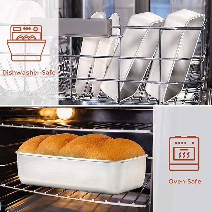Onader 2 Pack Bread Loaf Pans, 9 x 5 Inch Stainless Steel Deep Meatloaf Pan for Baking