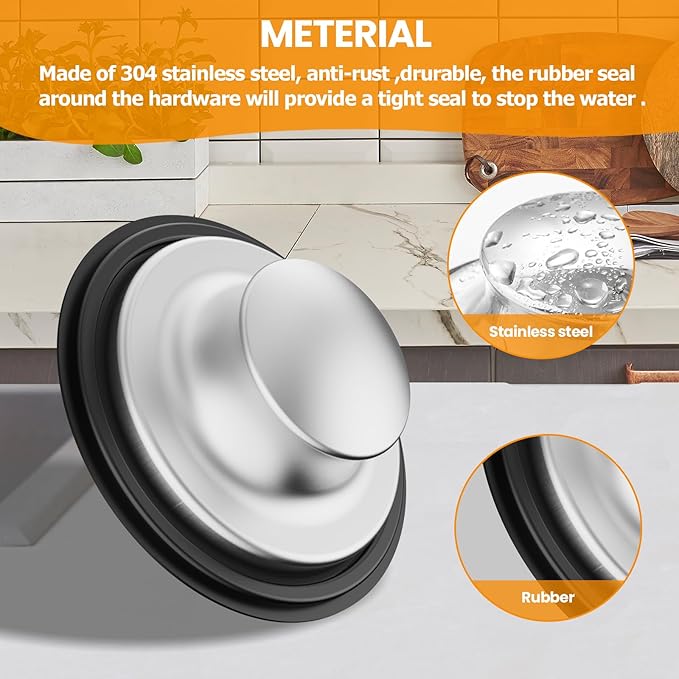 2PCS Kitchen Sink Stopper and Kitchen Sink Drain Strainer, Drain Catcher and Drain Cover for Kitchen Sink, Drainer for Standard 3-1/2 Inch Garbage Disposal Sink Drain