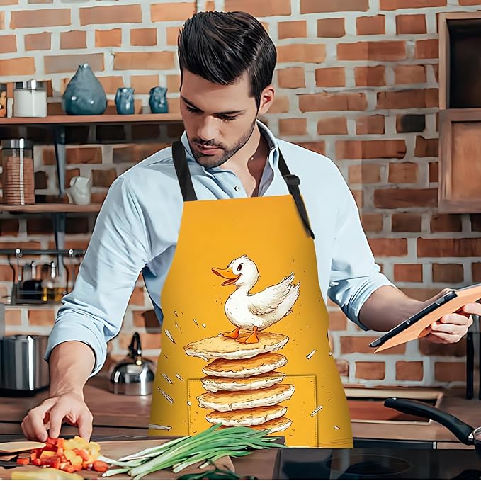 Funny Cat Apron with 2 Pockets Waterproof for Men Women Kitchen Garden Decor