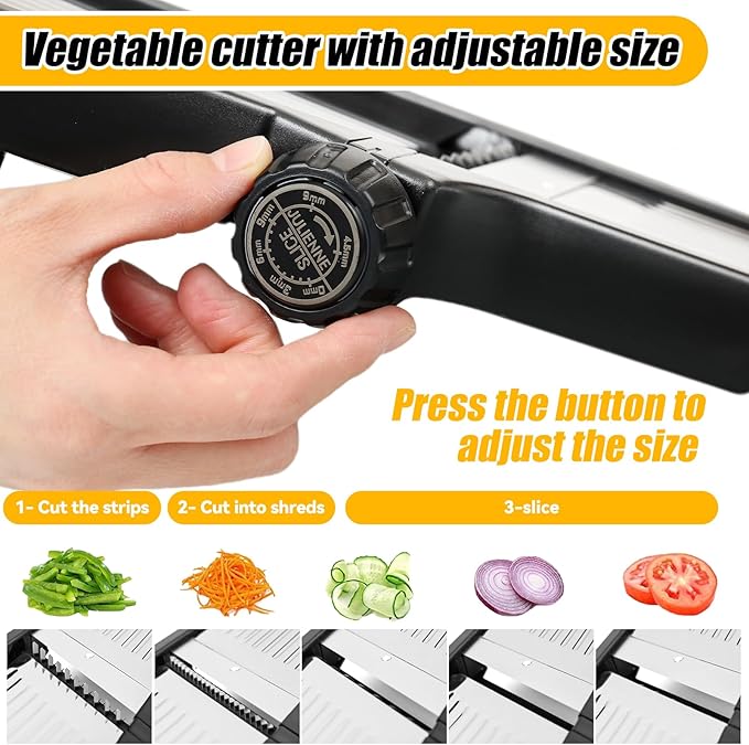 Adjustable Mandolin Slicer, Kitchen Mandolin Slicer, Mandolin Anti-cutting, Potato Slicer, Vegetable, French Fry Cutter, Stainless Steel Vegetable Cutter