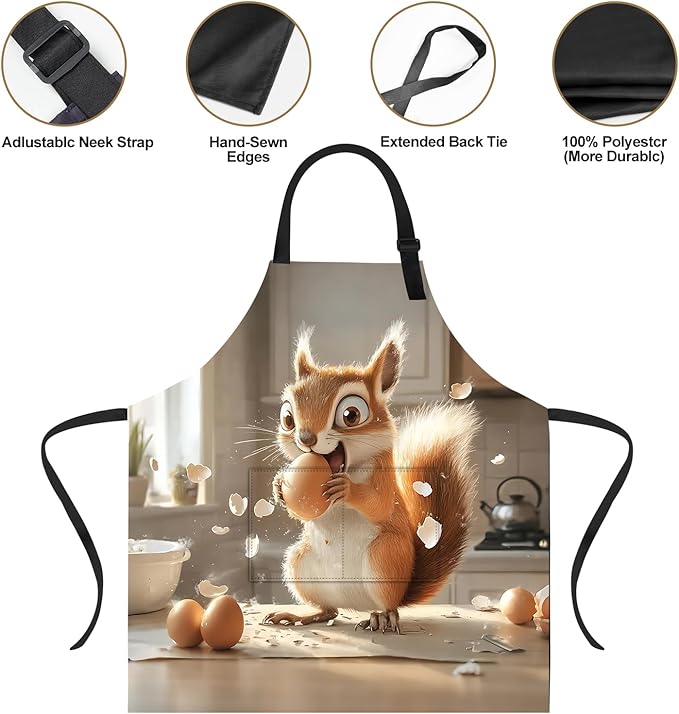 Funny Cat Apron with 2 Pockets Waterproof for Men Women Kitchen Garden Decor
