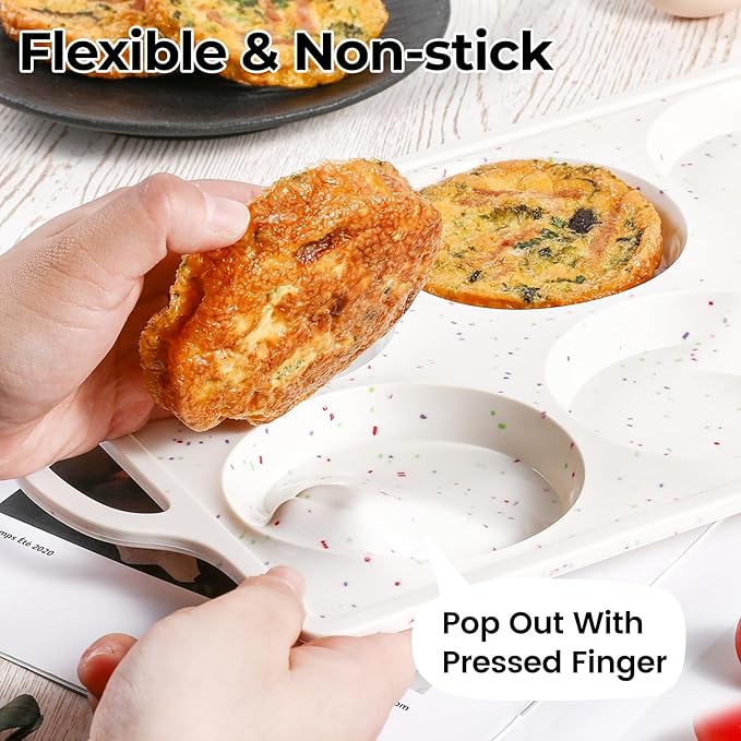 CAKETIME Muffin Top Pan Non Stick,4 Inch Metal Frame Round Egg Baking Pan for Oven English Muffins, Whoopie Pies, Corn Bread, Egg Bites, Breakfast Sandwiches Tarts 2 Confetti