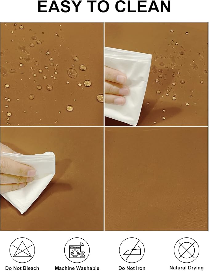 Fokitut 2 Pack Waterproof Round Tablecloth, 70 Inch, Stain Resistant and Wrinkle Polyester Table Cloth, Fabric Table Cover for Kitchen Dining, Wedding, Party, Holiday Dinner-Gold
