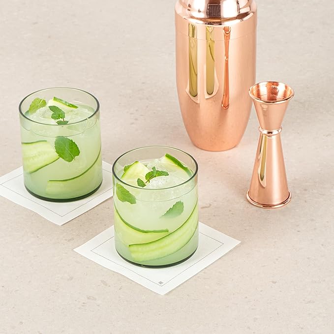 Restaurantware-Vetri 10 Ounce Old Fashioned Glasses, 6 Dishwashable Whiskey Glasses - No-Lead, Durable, Green Glass Tumblers For Scotch, For Drinking Liquor, Cocktail, Bourbon, Cognac, And More