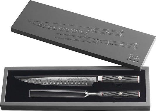 Cangshan YARI Series 2-Piece Carving Set with Ash Wood Box, X-7 Damascus Steel, 501332