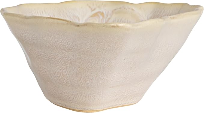 Creative Co-Op Oyster Shaped Stoneware Bowl, Cream