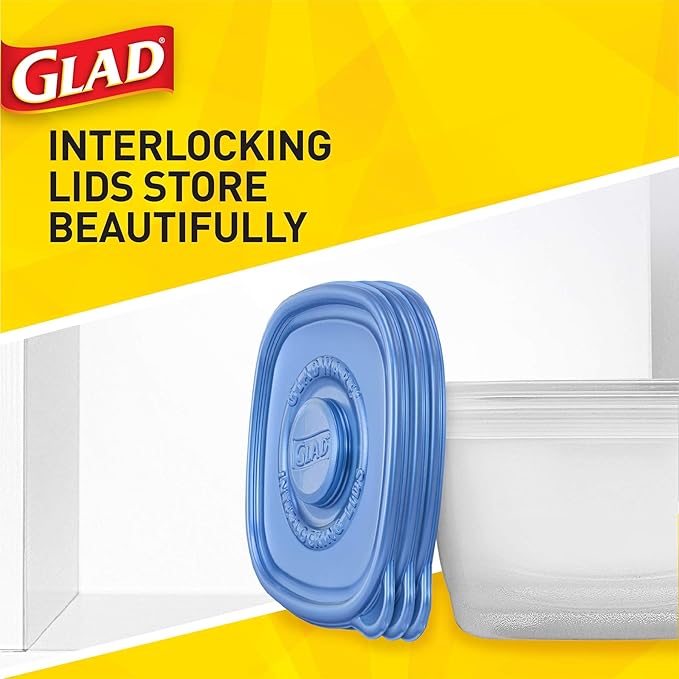 Gladware Lockware To Go Food Storage Containers | Glad Medium Size Round Food Storage That Holds up to 32 Ounces of Food, Solids, or Liquids | 32 oz Containers, 4 Count Set