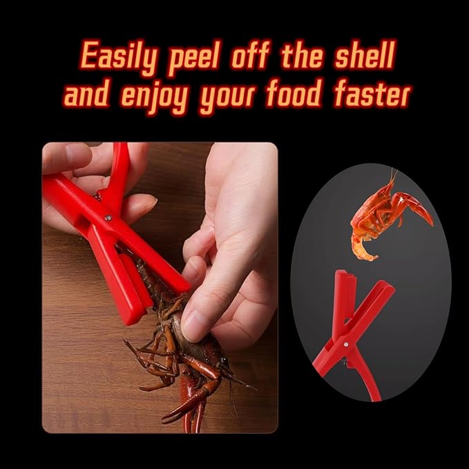 Crawfish Peeler, Crawfish Shucker, Crawfish Sheller Tool for Peeling Cooked Shrimp Tails, Universal Crayfish Shelling Device, Shrimp Peeler Seafood Tool Portable Lightweight Kitchen Gadgets(Red） (3)
