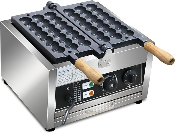 Commercial Waffle Skewer Maker1500W 3-Grid Nonstick Waffle Balls Maker Iron Ball Waffle Stainless Steel Belgium Waffle Ball Stick Maker for Restaurant, Snack Bar, Street Stall