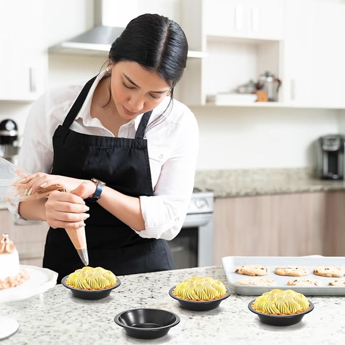 Suwimut 10 Pieces Mini Pie Pans, 5 Inch Individual Small Round Cake Pan, Reusable Nonstick Carbon Steel Pie Tins for Oven and Instant Pot Baking Chicken Pot Pies, Quiches, Fruit Pies