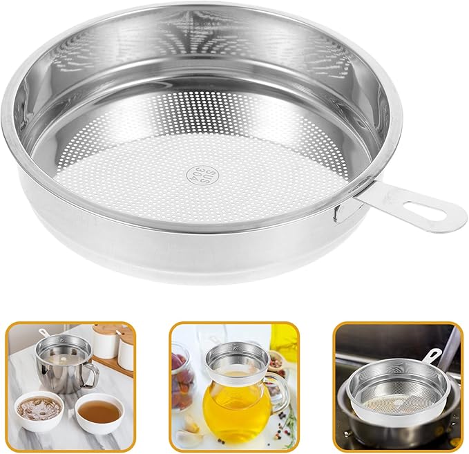 Kichvoe Stainless Steel Fine Mesh Oil Strainer 6.33X4.96 Inch Oil Pot Filter for Cooking Grease Tea Infuser Food Residue Kitchen Utensil