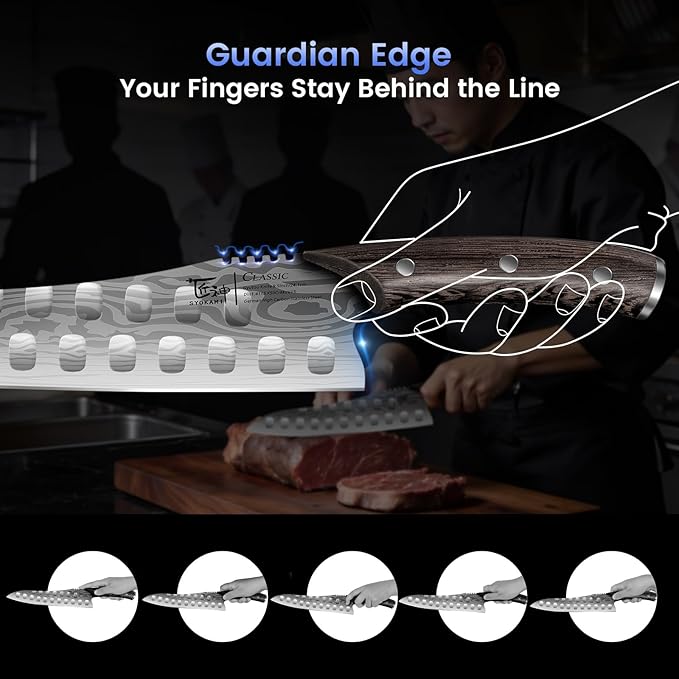 Gyutou Chef Knife, 9.5 Inch Japanese Style Multi-purpose Kitchen Knife, Ultra Sharp Durable Professional-grade for Slicing, Chopping, Dicing, Ergonomic Anti-slip Handle, Trusted by chefs