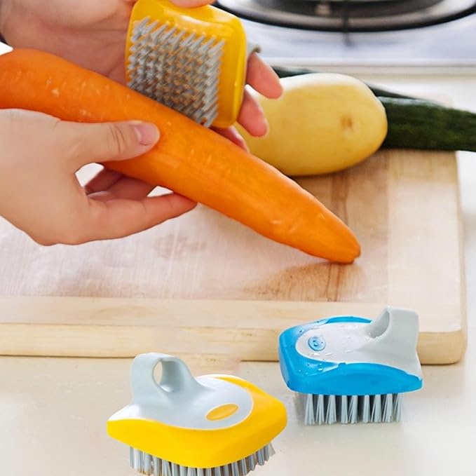 Fruit Vegetable Brush Carrot Washing Brush and Finger Peeler Vegetable Peeler Palm Peeler Set for Fruits, Potatoes, Cucumber, Kitchen Gadgets Set,(Assorted Colors)