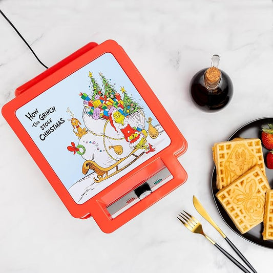 Uncanny Brands The Grinch Deluxe Waffler - Grinch Images on Your Waffles