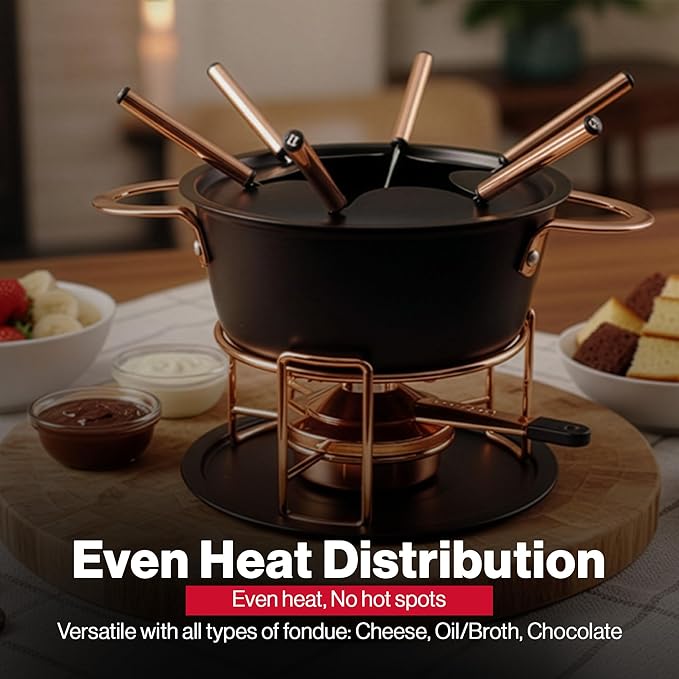 Swissmar Realp 11-Piece Cast Aluminum Fondue Set - Ideal for Melting Cheese & Chocolate Fondue, Oil & Broth Cooking - Perfect for Kitchen Collection & Wedding Gifts - 1.5 Liter / 1.58 Quarts