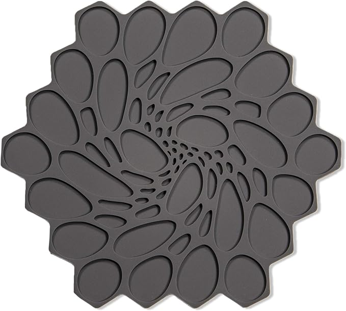 modern-twist 7 x 7" Hive Silicone Trivet, Heat Resistant Up To 675°F, Non Slip, Protects Table From Heat, Graphite, Pack of 1
