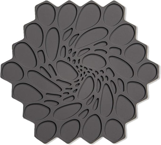 modern-twist 7 x 7" Hive Silicone Trivet, Heat Resistant Up To 675°F, Non Slip, Protects Table From Heat, Graphite, Pack of 1