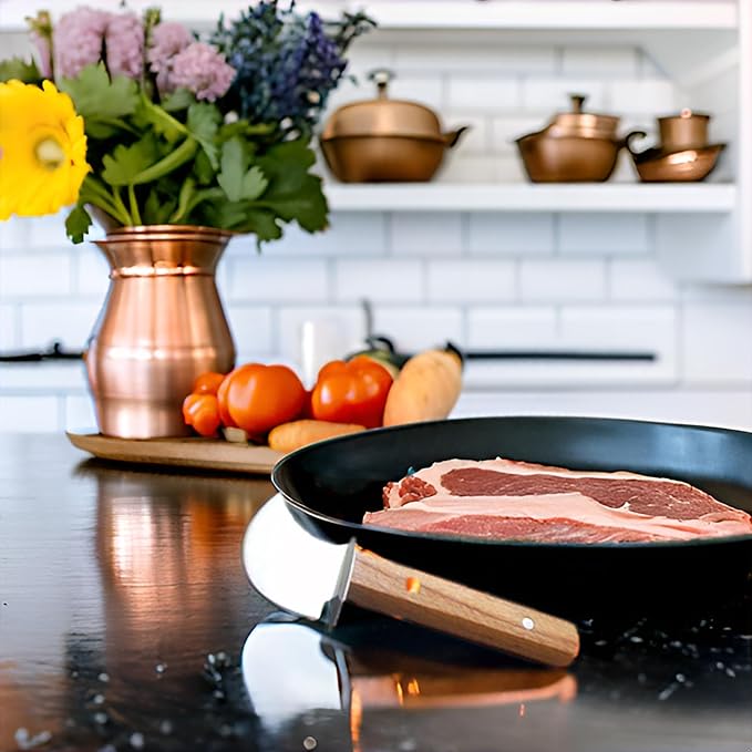 2Pack Adaptive Rocking Knife One-Handed Steak Cutter with Curved Blade, Anti-Slip Wooden Handle Rocker Knife for Meat & Veggies
