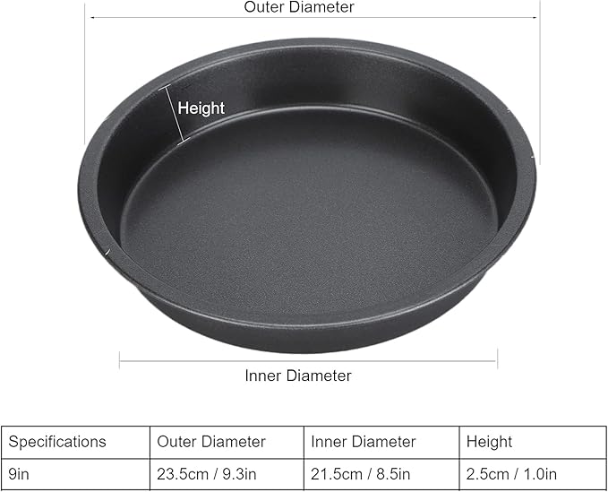 Tomotato 2Pcs Pizza Pan, 6in/9in/10in/12in Deep Dish Round Pizza Pan for Oven, Non Stick Thickened Carbon Steel Baking Pan for Home Kitchen, Dishwasher Safe(9in)