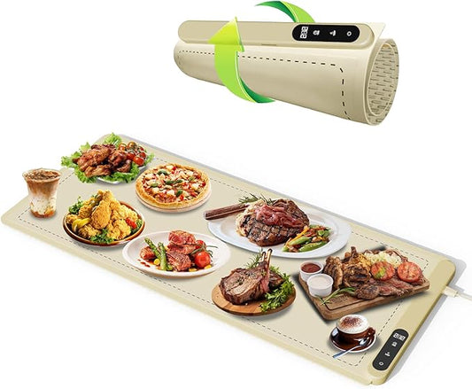 Extra Large 36''X18'' Warming Mat for Party and Families - Upgrade Graphene Fast Heating Electric Warming Tray for Buffet Daily Use, Portable Roll Up Silicone Food Warmer with 6 Temp-Settings