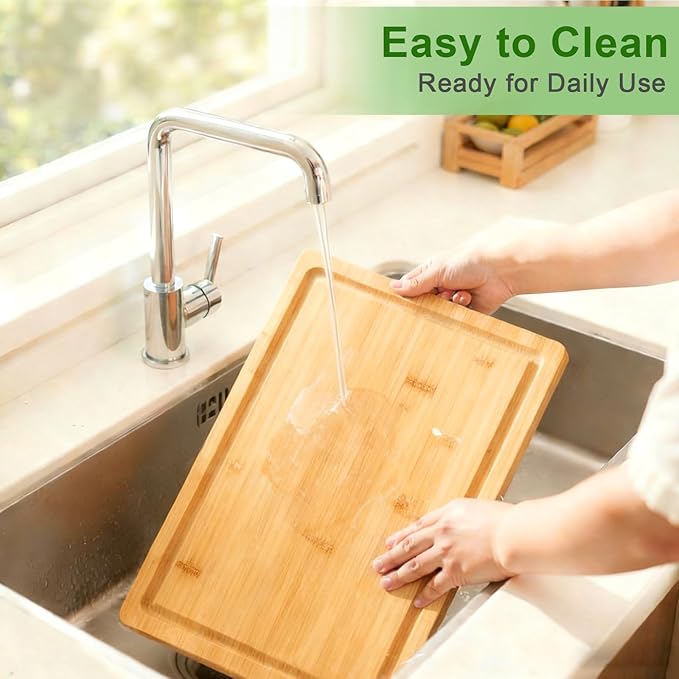 Tafopue Bamboo Cutting Board, Wood Chopping Board with Juice Groove and Handle, 12×9 Inch Lightweight Kitchen Cutting Board for Fruit, Vegetables, Bread, Cheese, Snacks, BBQ and Serving