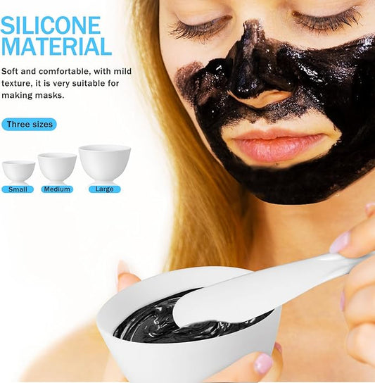 Facial Mask Silicone Bowl, 3 Size Silicone Mixing Bowls for Facials - Facial Bowls Esthetician for Home & Salon- Clay & Mud Mask Bowl Beauty Skincare Tool, 3.23in/3.94in/5.23in