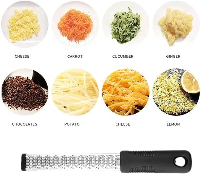 4-in-1 Graters, Lemon Zesters Grater, Stainless Steel Grater & Zesters, Heavy Duty For Cheese, Citrus, Chocolate, Ginger, Garlic, Non-Slip Handle, Easy Clean Kitchen Necessary