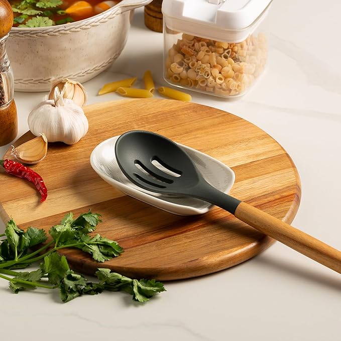 Ceremic Spoon Rest for Stove Top, Spoon Holder for Kitchen Counter, Coffee Spoon Rest, Cooking Utensil Rest for Ladles, Kitchen Decor, Housewarming Gifts, 1 pack (white)