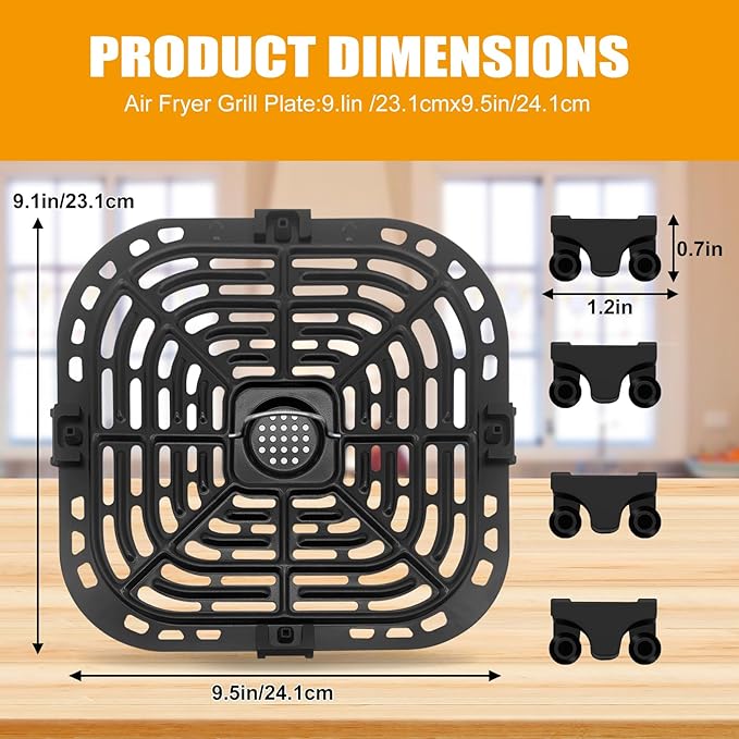 GXF Air Fryer Grill Pan for Instant Pot Vortex Plus 6 in 1 5.7QT 6 QT Gourmia GAF735 6 QT Air Fryer, Accessories Replacement Tray Rack Parts Grill Plate Crisper Plate, Dishwasher Safe