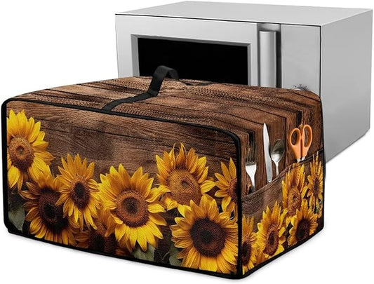 Doojoayie Sunflower Toaster Cover 6 Slice Kitchen Appliance Covers 19.7"x16"x 10" Small Appliance Dust Protector with Top Handle Easy to Storange