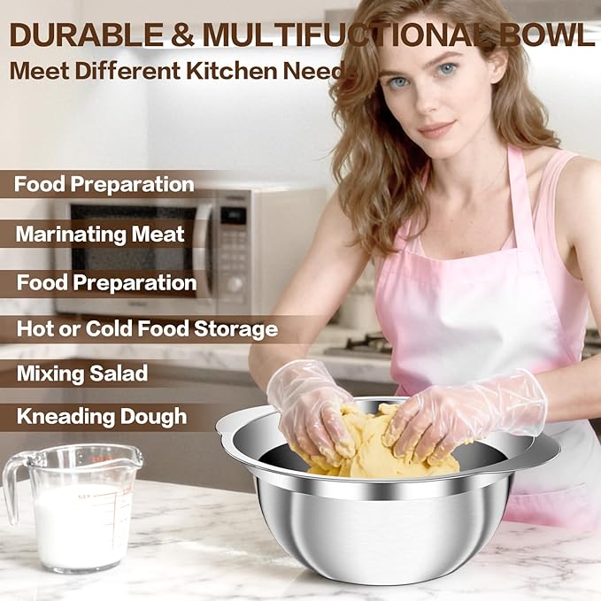 Stainless Steel Colanders 2-quart with Mixing Bowls, Strainers and Colanders, Strainer for Kitchen for washing soaking vegetables, fruit, rice, Microporous Colander, Dishwasher Safe