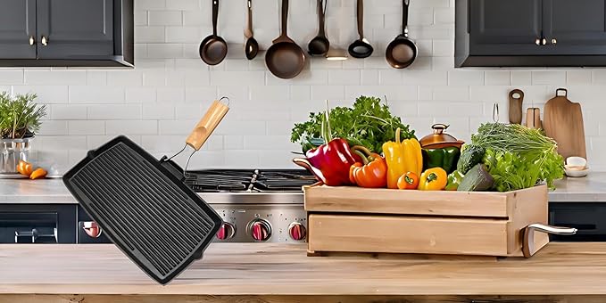 Rectangular Thick Cast Iron Skillet Bbq Grill Pan Stripe Steak Pot Uncoated Non-stick Frying Pan Barbecue Picnic Pot