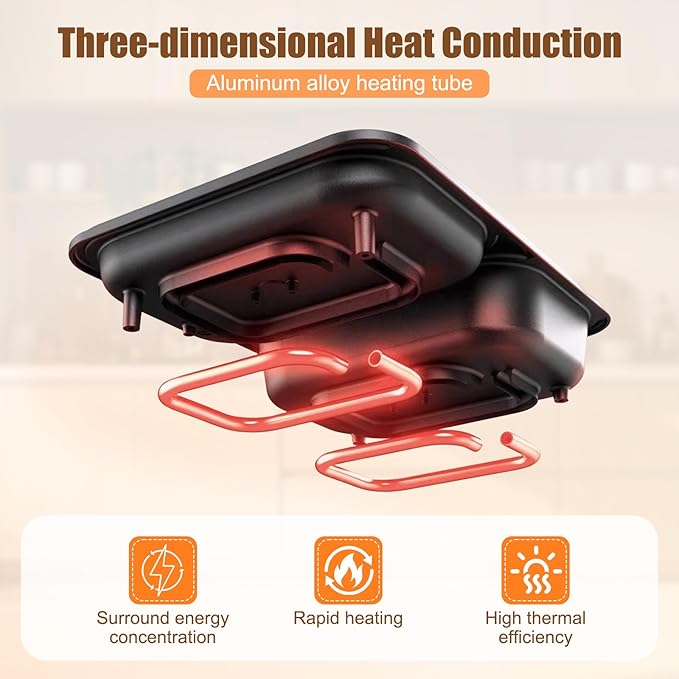2 in 1 Electric Hot Pot with Grill, Non-Stick Electric Hot Pot and Frying Pan Fast Heating Baking Pan Multifunctional Nonstick Griddle for BBQ, Steaks, Noodles & More
