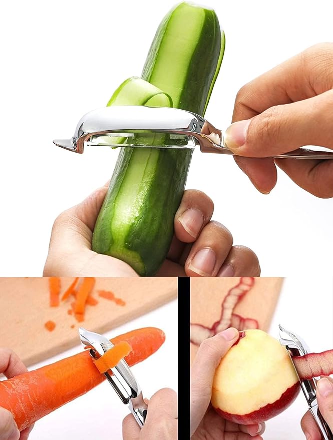 Homestia Lemon Zester Grater 5-Piece Suit - Heavy Duty Kitchen Tool for Parmesan Cheese, Ginger, Garlic, Nutmeg, Chocolate, Vegetables, Fruits, Stainless Steel Grater Dishwasher Safe Silver