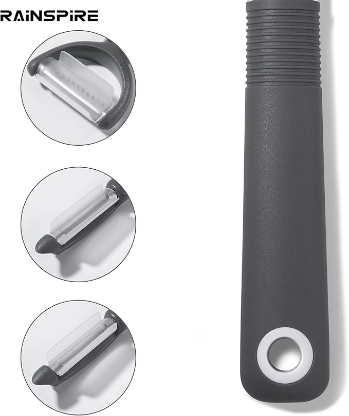 Rainspire 3-Piece Peeler Set, Premium Swivel Vegetable Peeler, Kitchen Gadgets Apple Peeler Potato Peeler Veggie Peeler Fruit Peeler, Dishwasher Safe Kitchen Accessories, Grey