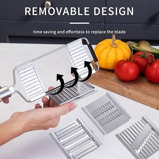 Vegetable Slicer, Handheld Vegetable Slicer 4 in 1 Multifunctional Vegetable Slicer, Stainless Steel Portable Manual Vegetable Slicer, Kitchen Tool Chopper Cutter Grater for Vegetables and Fruits